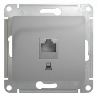 Розетка комп 1м СП RJ45 "Glossa" (алюм) GSL000381К SchE №02543