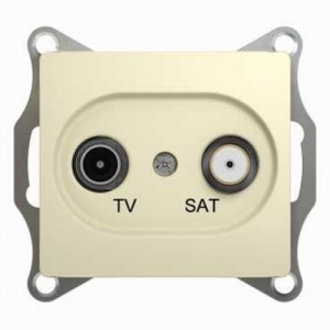 Розетка 1м СП "Glossa" двойная TVокон+SAT (1dB) (крем) GSL000297 SchЕ №03732