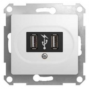 Розетка 1м USB СП "Glossa" (бел) GSL000132 SchE №02039
