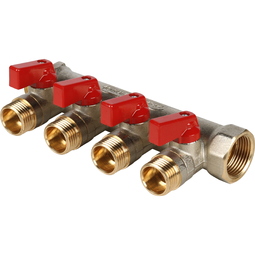 Коллектор 4 вых 3/4"х1/2"НР с отсек/кранами Stout №05188