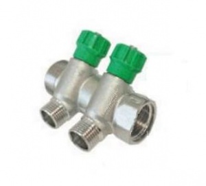 Коллектор 2 вых 3/4"*1/2"НР с рег/вент Stout №01196