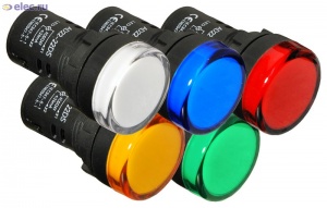 Лампа сигнальная AD22DS 220V желтая d22мм №05302