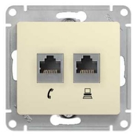 Розетка 1м СП "Glossa" двойная телефRJ11+компRJ45 (крем) GSL000285 SchЕ №08014