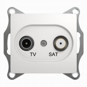 Розетка 1м СП "Glossa" двойная TVокон+SAT (1dB) (бел) GSL000197 SchЕ №02877
