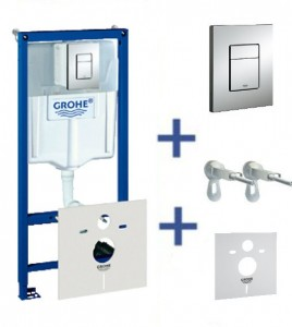 Инсталляция д/подв унит (3в1) квадр/хром кнопка 38772001 Grohe Rapid SL (Германия) №06445