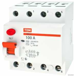 УЗО TDM ВД1-63 4п 100А 300мА №02052